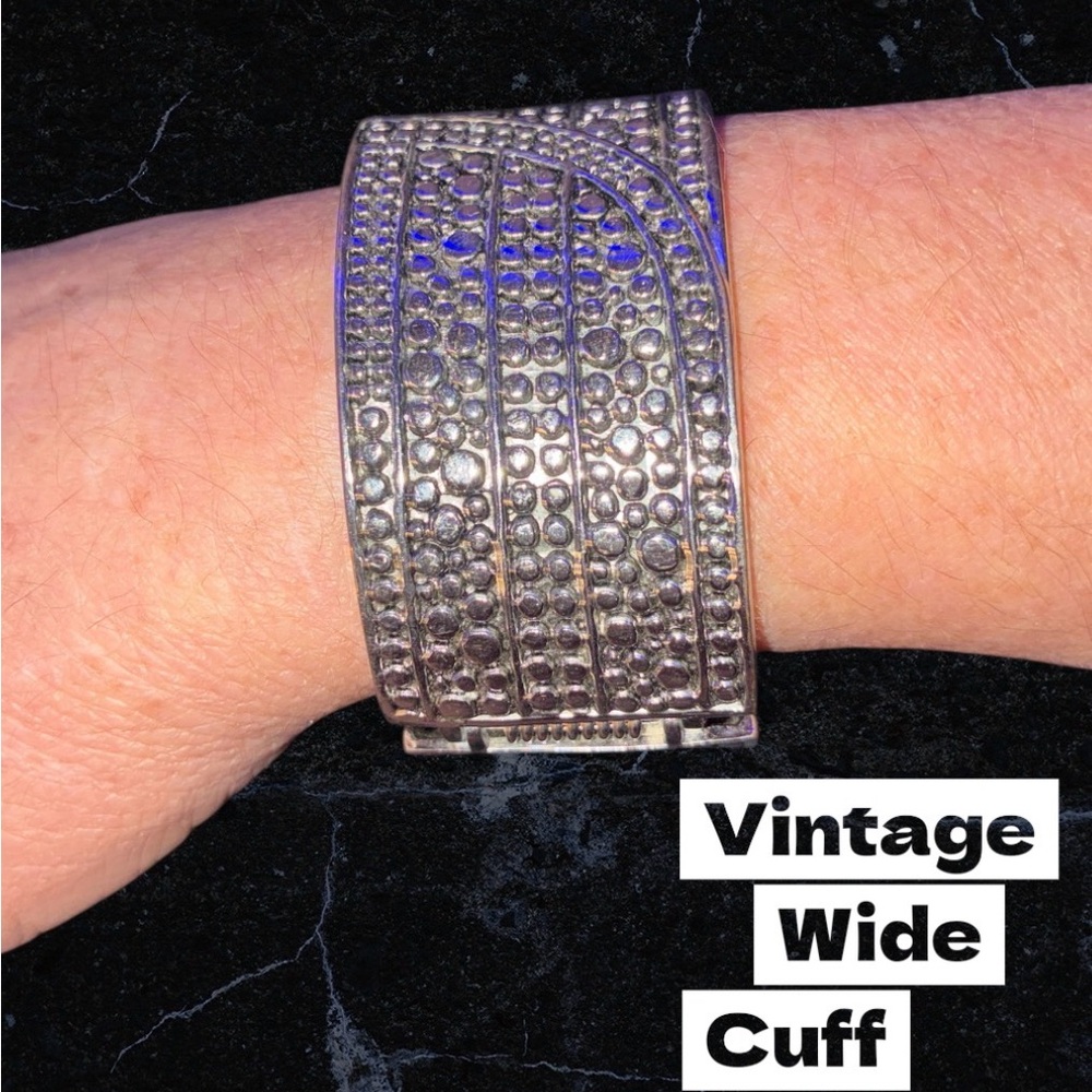 Unique Vintage Silver Wide Cuff Bracelet